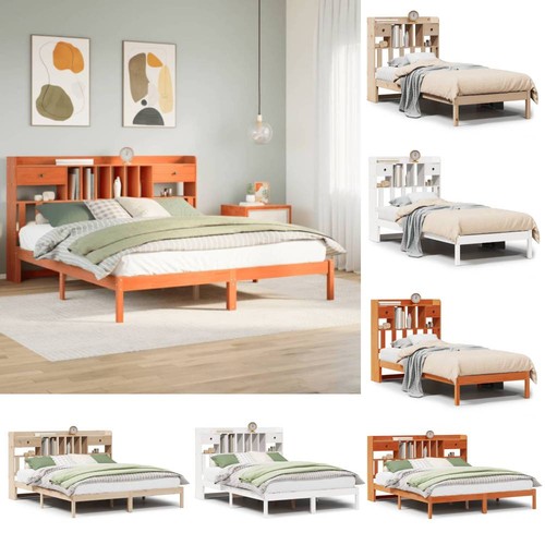 Massivholzbett mit regal - massivholzbett,